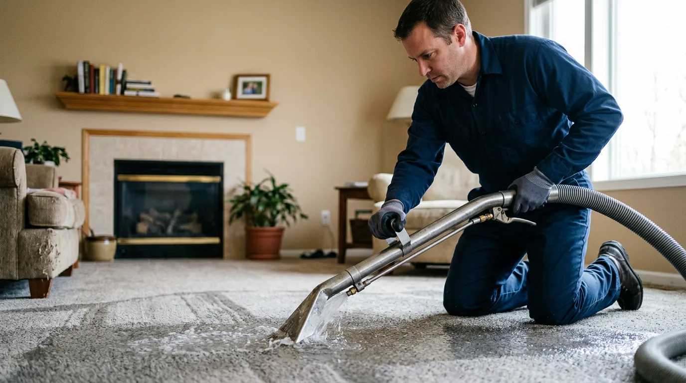 Water damage restoration technician working near Gilliam, MO